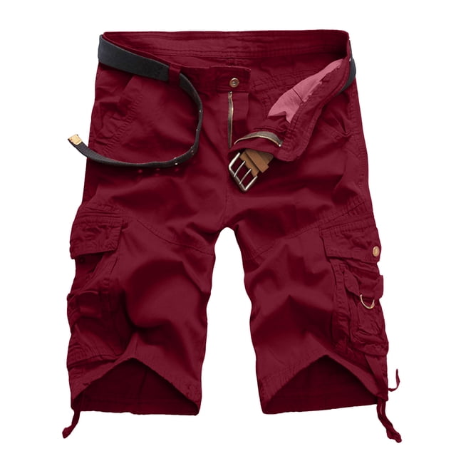 Ediodpoh Shorts Homme Printemps et Été Confortables Décontractés Cargo Fins Cinq Quarts Shorts Homme Rouge m