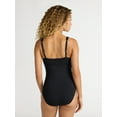 thumbnail image 4 of Time and Tru Women’s and Women’s Plus Ribbed Plunge One Piece Swimsuit, Sizes XS-2X, 4 of 6