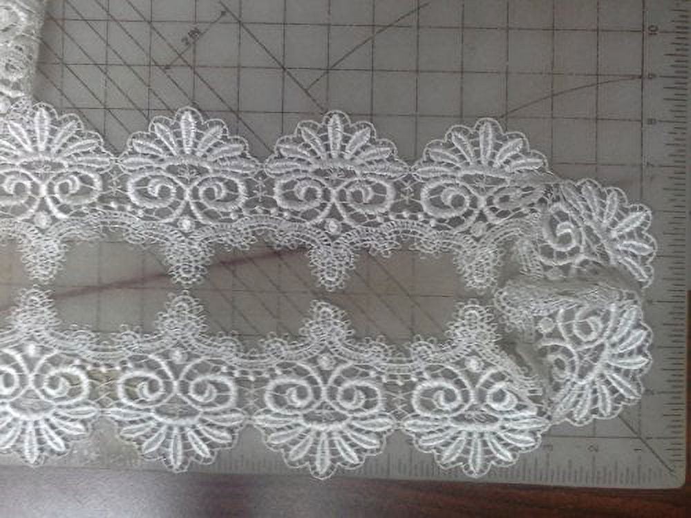 Doily Boutique Placemat or Doily in Bleached White Fancy Lace and Fabric Handmade Size 24 x 15 inches