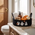 thumbnail image 2 of BSJJY Halloween Cotton Rope Storage Basket, Black Woven Organizer Ghost Pumpkin Embroidery with Handles, 12.99x5.91x3.94 Inch, 2 of 6
