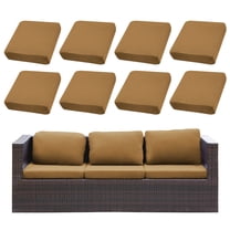 SUKAIKEQA 8-Piece Waterproof Stretch Patio Cushion Covers with Elastic Hem for Indoor Outdoor Furniture,Outdoor Patio Wicker Sofa Washable Cushion Slipcovers,Cover Only,Camel