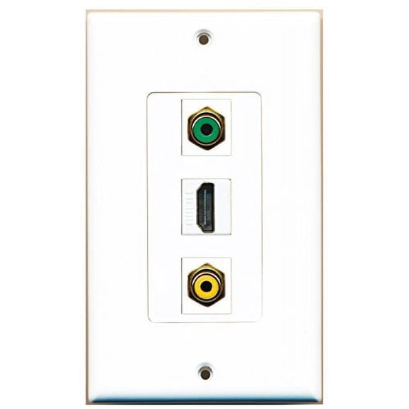 RiteAV - 1 Port HDMI 1 RCA Yellow 1 RCA Green Wall Plate Decorative