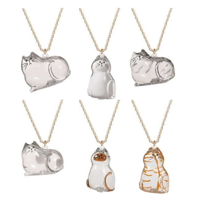 CTDWNT Collier Souvenir en Fourrure de Chat, Pendentif Capsule Commémoratif de Poils d'Animaux avec Rangement Visible, Cadeau de Collection Unique pour Amateur de Chats, PVC et Alliage, Chaîne de 17,55 Pouces