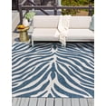 thumbnail image 3 of Unique Loom Outdoor Safari Collection Area Rug - Tsavo (10' Square Blue/Ivory), 3 of 12