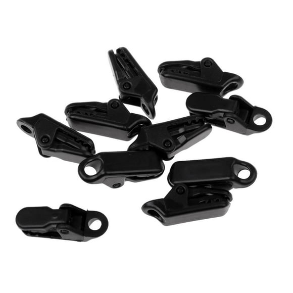 10x Clip para Abrazadera para Sujetadores para exteriores Accesorios Durable y reutilizable Negro DYNWAVEMX Tienda de campaña Clips
