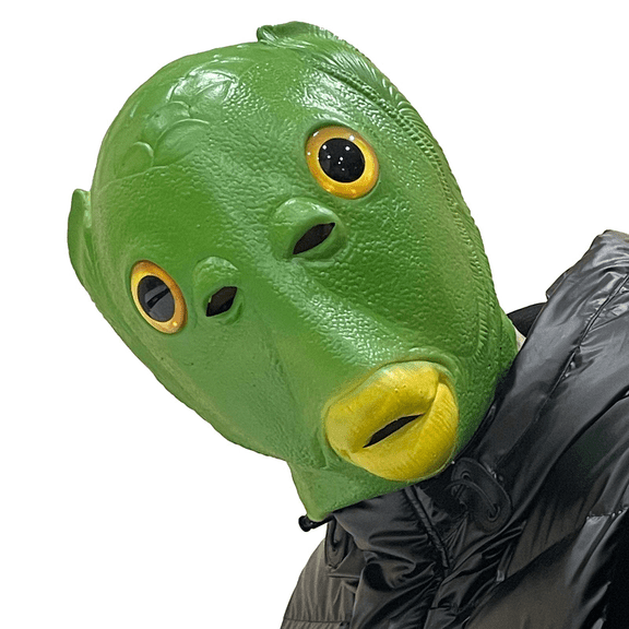 EFINNY Green Head Silicone Fish Head Funny Costume Mask, for Adult