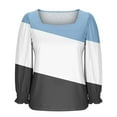 thumbnail image 4 of Womens Fall Clothes, Long Sleeve Shirts for Women Fashion Loose Fit Color Patchwork Square Neck T-Shirts Basic Tops, 4 of 5
