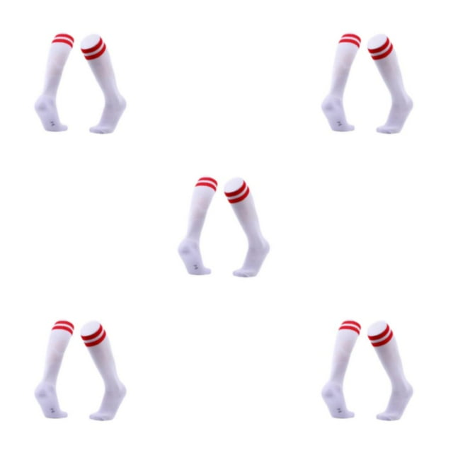VONKY 1/2/3/5 Chaussettes de Football Longues Modernes et Sécuritaires pour Femmes et Hommes Chaussettes Athlétiques pour Femmes Chaussettes de Sport pour Hockey Football Rayures Rouges 5 Pcs
