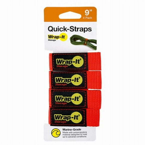 4 Pack 9" Red Basic Hook & Loop Strap Easy To Use Great To Quickl, Each