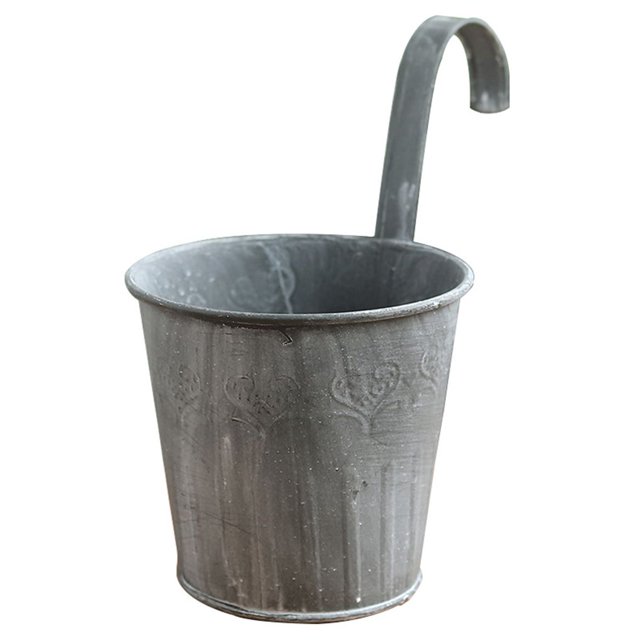 Homeholiday Metal Iron Wall Hanging Flower Pot Container Home Balcony Garden Planter Barrel Decor Hangable Flower Pot