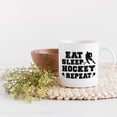 thumbnail image 2 of Eat Sleep Hockey Repeat, Field or Ice Hockey Player, White 11oz Ceramic Mug, 2 of 5