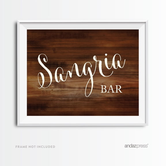Koyal Wholesale Rustic Wood Sangria Bar Wedding Sign 8.5x11 Party Decor