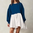 thumbnail image 3 of Aellinatey Women Sweatshirts Dress Oversized Long Sleeve Patchwork Casual Loose Pleated Pullover Dress Outfits, 3 of 10
