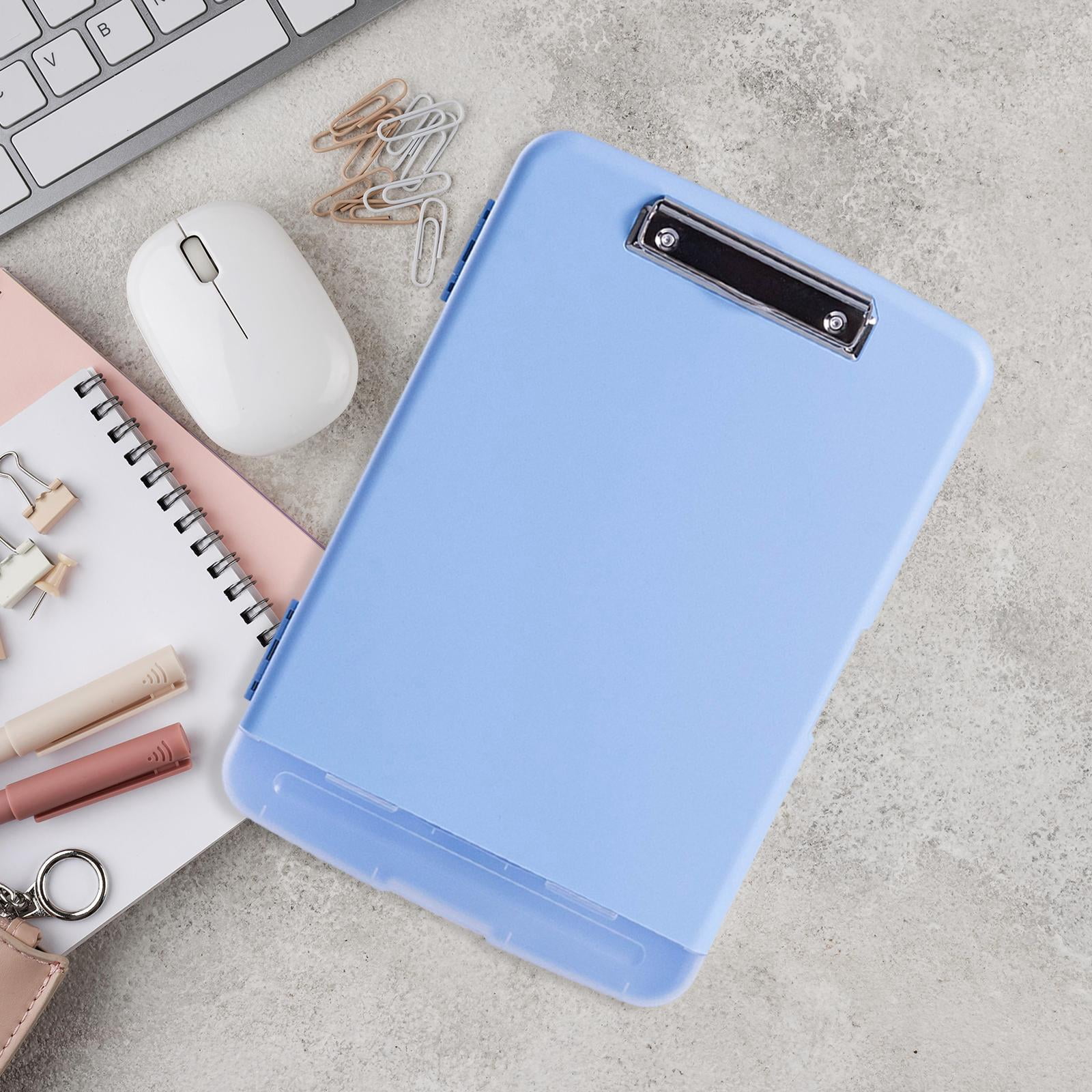 simhoa Low Profile Clipboard with Storage and Pen Holder A4 Size Clipboard Organizer,PP,Multifunctional Nursing Clipboard for Office light blue