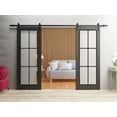 thumbnail image 3 of Sturdy Double Barn Door 60 x 96 inches | Lucia 2366 Matte Black Clear Glass | 13FT Rail Hangers Heavy Set | Solid Panel Interior Doors, 3 of 6
