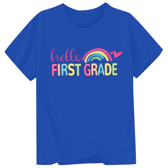 Boys & Girls Crew Neck Short Sleeve T-Shirts,Comfortable Breathable Casual Tops for Daily Back-to-School Outfits
