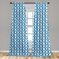 thumbnail image 5 of Ambesonne Ikat Curtains, Abstract Vintage Ogee, Pair of 28"x95", Blue White, 5 of 5