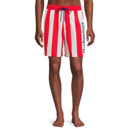 Budweiser Men’s Striped Swim Trunks