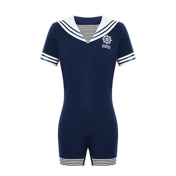 inlzdz Anti-strip Adaptive Jumpsuit for Men Short Sleeve One-piece Pajamas for Elder Patients Navy Blue XL