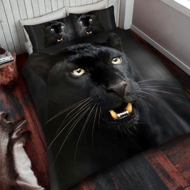 Majestic Black Panther Animal Twin Funda Nórdica / Juego de Funda de Cama 3D
