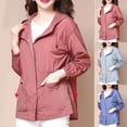 thumbnail image 4 of Rutainlusire Womens UV Sun Protection Hoodies Jacket Fashion Women's Summer Casual Solid Color Loose Long Sleeve Hooded Casual Outwear Tops, 4 of 4