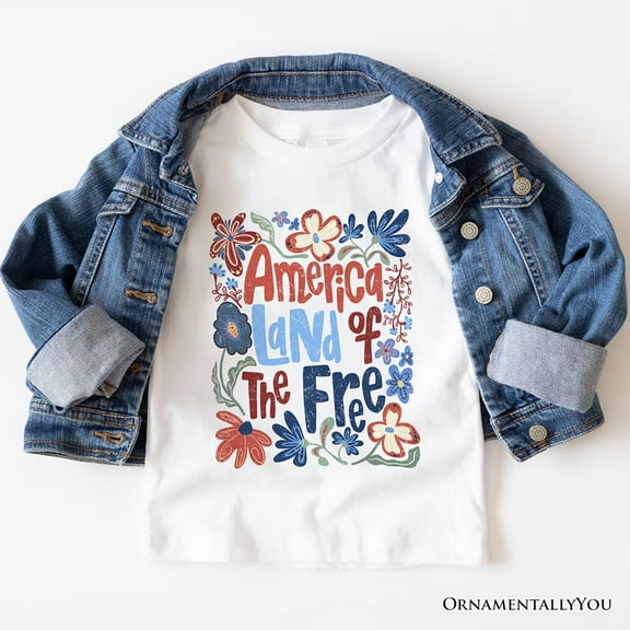 America Land of the Free T-Shirt, Retro Floral Independence Day Tee