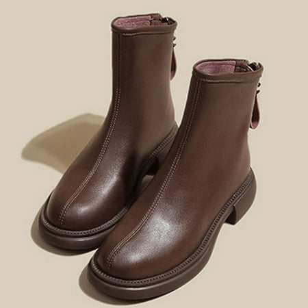 

Zunfeo Women Winter Boots- Solid Snow Boots Casual Chelsea Boots Gift Boots Christmas Gifts Clearance Brown 6