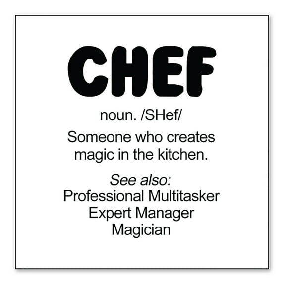 DistinctInk Custom Bumper Sticker - 10" x 10" Decorative Decal - White Background - Chef Definition - Magic in the Kitchen