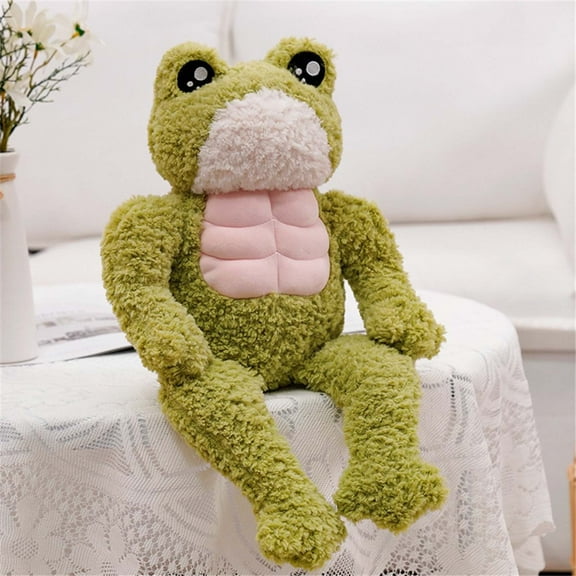 Gallickan Muscle Frog Stuffed Animal, 11.8 inch 3D Muscle Frog Plush Toy Soft, Huggable Stuffed Froggy Plushie, Plush Frog for Kids, Green