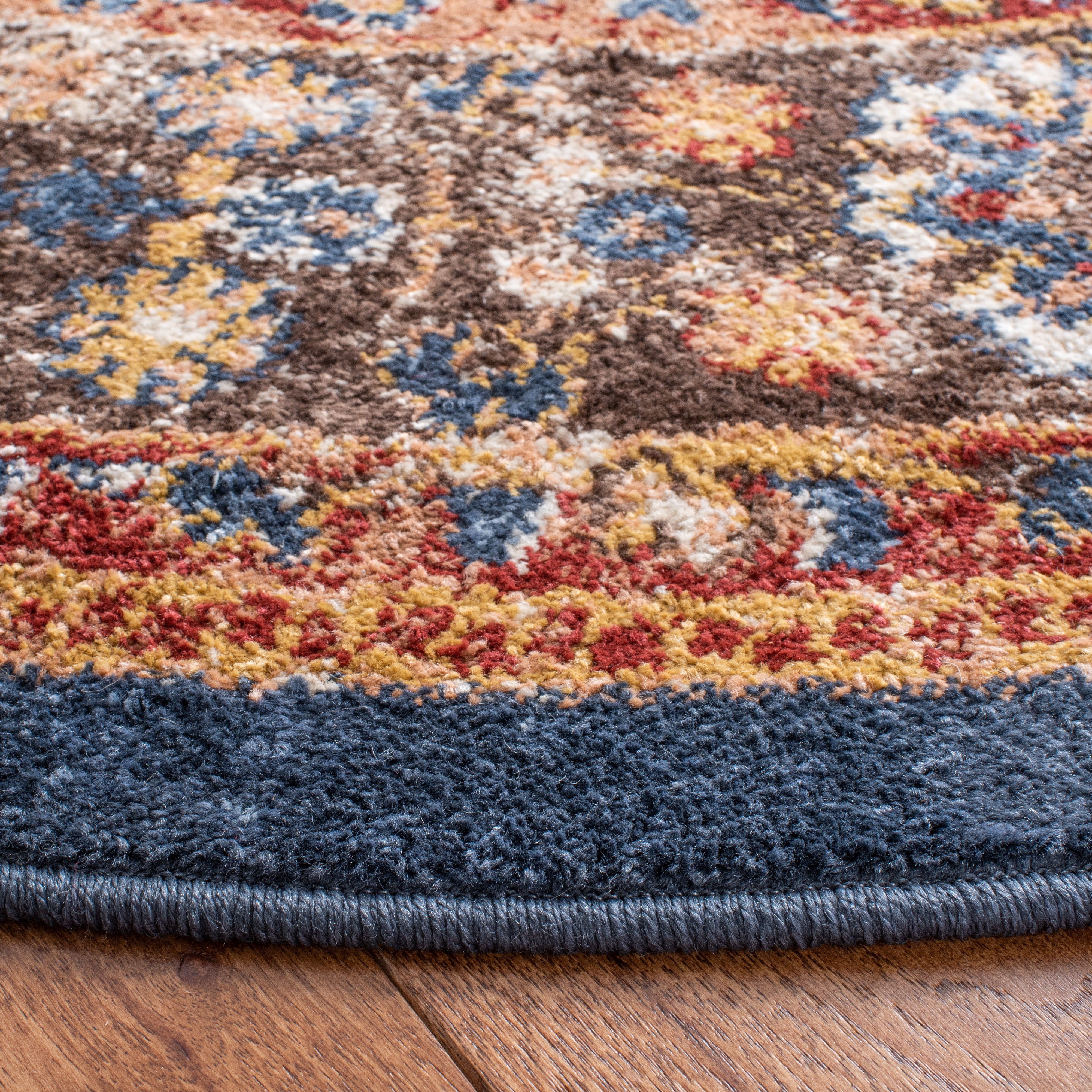SAFAVIEH Bijar Rhona Oriental Area Rug, Navy/Brown, 6'7" x 6'7" Round