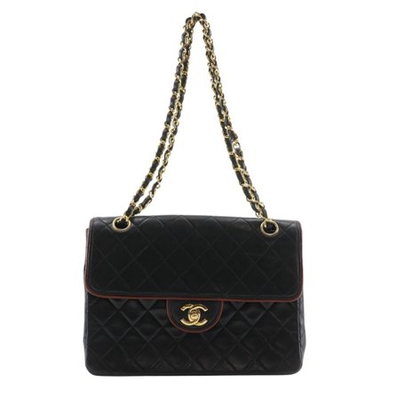 Pre-Owned CHANEL Chain Shoulder Bag, Matelasse, Double Chain, Lambskin, Black,... (Fair)