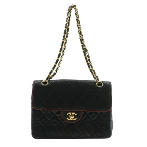 Pre-Owned CHANEL Chain Shoulder Bag, Matelasse, Double Chain, Lambskin, Black,... (Fair)