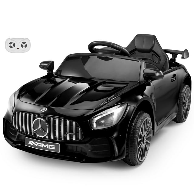 VOLTZ TOYS Licensed Mercedes-Benz AMG GTR 12V Kids Ride On Car - Electric Sports Car with Remote Control, LED Lights & Music - Black