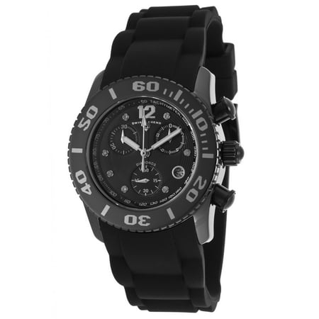 Swiss Legend 10128-01-Sa Commander Diamonds Chrono Black Silicone And Dial Silver-Tone 37Mm Watch