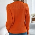 thumbnail image 5 of Women's Sweaters Casual Solid Color Hollow Out Long Sleeve Pullover Knitted Sweaters Fall Sweater Orange L, 5 of 6