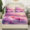 thumbnail image 3 of Erosebridal Pink Seashell Twin Sheet Sets, Kawaii Starfish Bedding Twin Size, Romantic Beach Decor 3pcs, 3 of 7