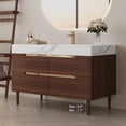 thumbnail image 2 of Bathroom Vanity 35.4" Farmhouse Free-standing Sintered Stone Bathroom Vanity with Undermount Sink, Waterproof Multi-layer Solid Wood, 4 Drawers Storage, Wall-Mounted,Vanity With Sink, 2 of 21