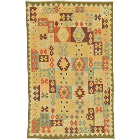 - Isabelline One-of-a-Kind Elland Hand-Knotted 3'10'' x 6'1'' Wool Tan/Blue/Brown Area Rug
