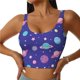 thumbnail image 1 of Fotbe Space Sujetador Deportivo Largo sin Aros para Mujer con Almohadillas y Soporte Medio, Transpirable y Absorbente, Camiseta Tipo Chaleco o Tank Top-Medium, 1 of 8