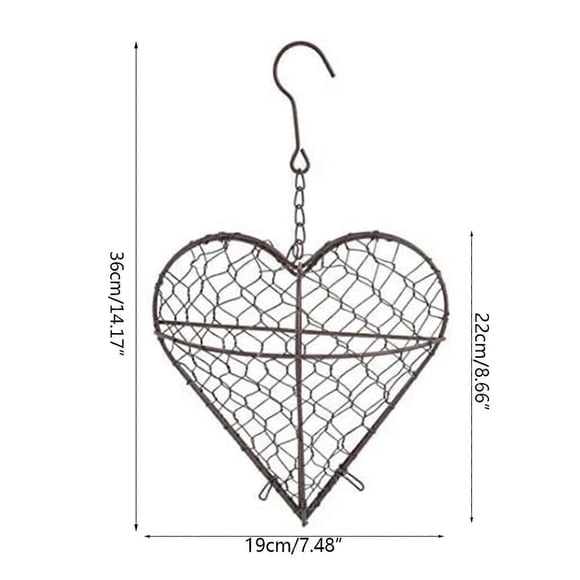 Heart Shape Hanging Planter Metal Artificial Plant Flower Pots Storage Basket Wall Succulent Plants Holder with Hook for Home Garden Decor