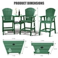 thumbnail image 3 of Tall Adirondack Chairs Set of 2，Outdoor Adirondack Barstools with Double Connecting Tray Patio Stools Weather Resistant for Outdoor Deck Lawn Pool Backyard, Green, 3 of 7