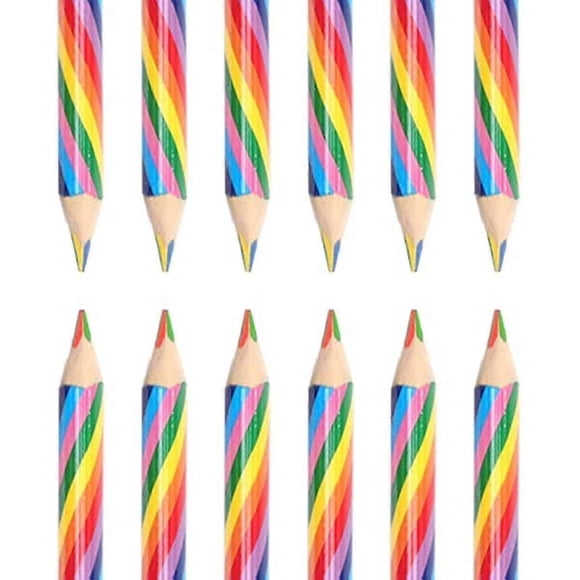 12 Pieces Rainbow Colored Pencils For Kids, 4 In 1 Color Pencils, Rainbow Pencil For Kids, Multi Colored Pencil, Fun Pencils (four-color) Banmo