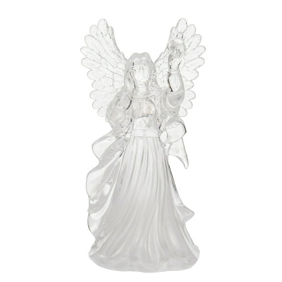 Luminous Gradient LED Angel Figure Acrylic Transparent Desktop Ornament for Christmas Holiday Decoration Display 2PCS