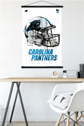 Trends International NFL Carolina Panthers - Drip Helmet 20 Unframed Wall  Poster Print Clear Push Pins Bundle 22.375 x 34