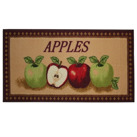 

Kashi Home Kitchen Rug Printed Area Rug Durable Floor Door Mat Farmhouse Non-Slip Carpet Latex Backing Beautiful Design Mixed Apple 20x40 Rectangle