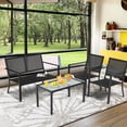 thumbnail image 3 of Patiojoy 4 PCS Patio Furniture Set Outdoor Conversation Set w/Glass Coffee Table Garden Bistro Set Gray, 3 of 10