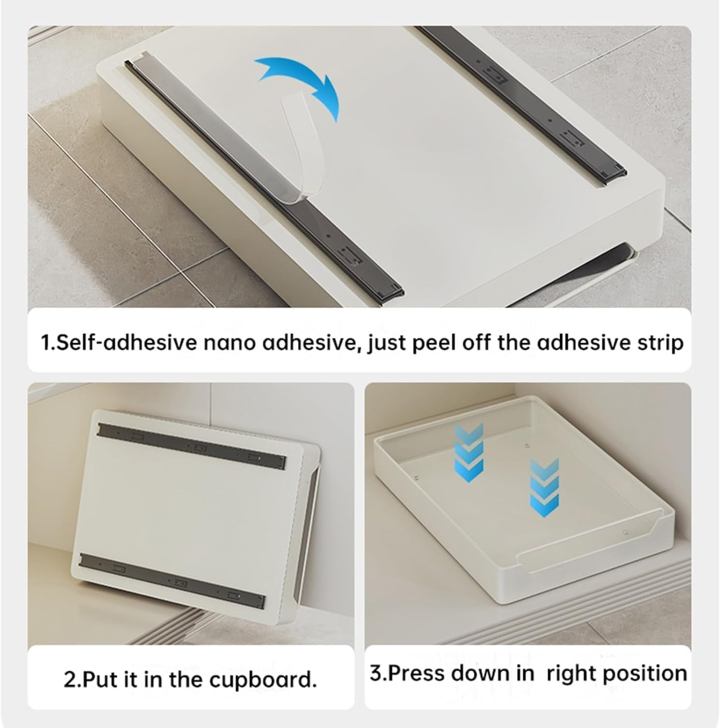 Pull Out Cabinet Organizer, Pull Out Telescopic Kitchen Drawer, No Drill Extendable Sliding Shelf and Storage for Kitchen, Cupboards, Pantry, Bathroom