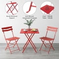 thumbnail image 5 of YUSAZENS 3-Piece Folding Patio Bistro Set, Table & 2 Chairs, No Assembly Required, Indoor/Outdoor Furniture for Balcony, Yard, Garden, Red, 5 of 6