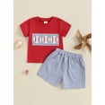 thumbnail image 4 of PaerPade Baby Toddler Boys Shorts Set, 6 12 18 24 Months 2T 3T Short Sleeve Embroidery Baseball T-shirt with Plaid Shorts Summer 2-piece Outfit, 4 of 9
