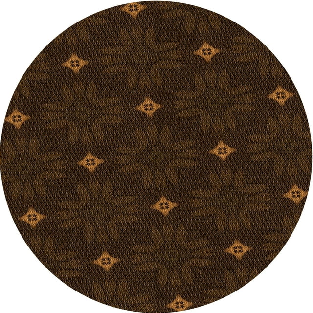 Ahgly Company Indoor Round Patterned Dark Bronze Brown Area Rugs, 8' Round